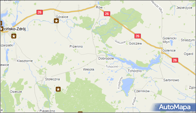 mapa Dobropole gmina Trzcińsko-Zdrój, Dobropole gmina Trzcińsko-Zdrój na mapie Targeo