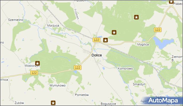 mapa Dolice powiat stargardzki, Dolice powiat stargardzki na mapie Targeo