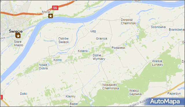 mapa Dolne Wymiary, Dolne Wymiary na mapie Targeo