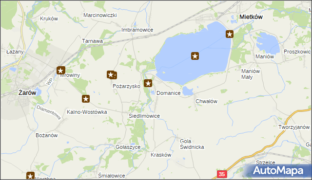 mapa Domanice gmina Mietków, Domanice gmina Mietków na mapie Targeo