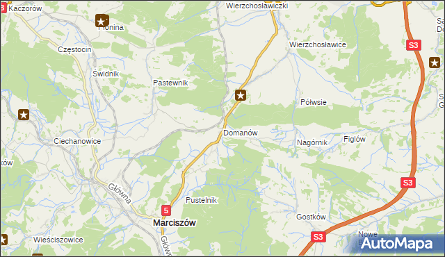 mapa Domanów, Domanów na mapie Targeo