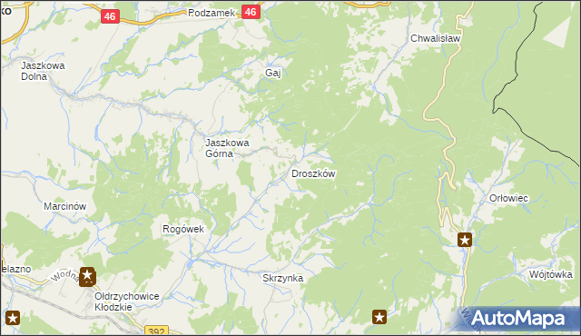 mapa Droszków gmina Kłodzko, Droszków gmina Kłodzko na mapie Targeo