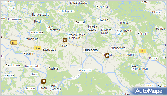 mapa Dubiecko, Dubiecko na mapie Targeo