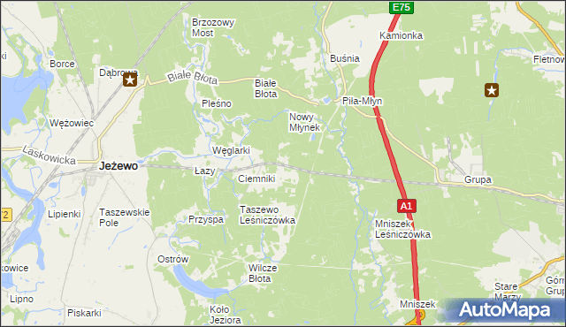 mapa Dubielno gmina Jeżewo, Dubielno gmina Jeżewo na mapie Targeo