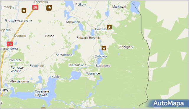 mapa Dubowo gmina Sejny, Dubowo gmina Sejny na mapie Targeo