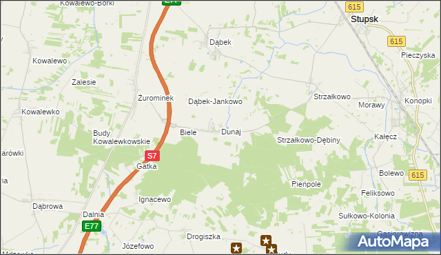 mapa Dunaj gmina Stupsk, Dunaj gmina Stupsk na mapie Targeo