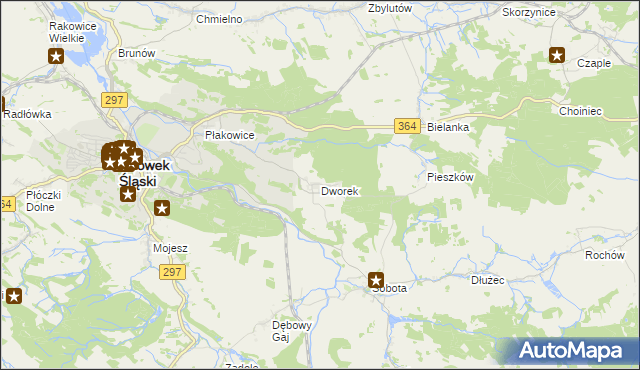 mapa Dworek gmina Lwówek Śląski, Dworek gmina Lwówek Śląski na mapie Targeo