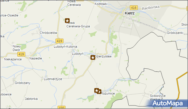 mapa Dzierżysław gmina Kietrz, Dzierżysław gmina Kietrz na mapie Targeo