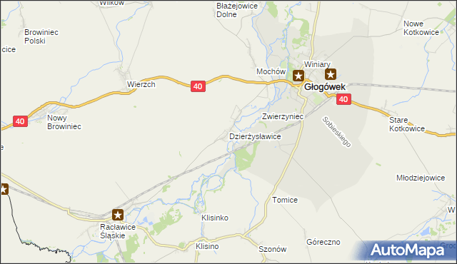 mapa Dzierżysławice, Dzierżysławice na mapie Targeo