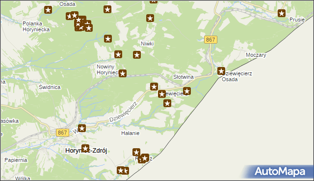 mapa Dziewięcierz, Dziewięcierz na mapie Targeo