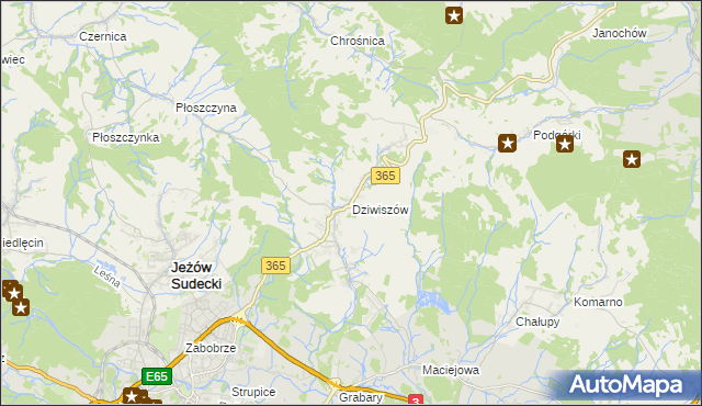 mapa Dziwiszów, Dziwiszów na mapie Targeo