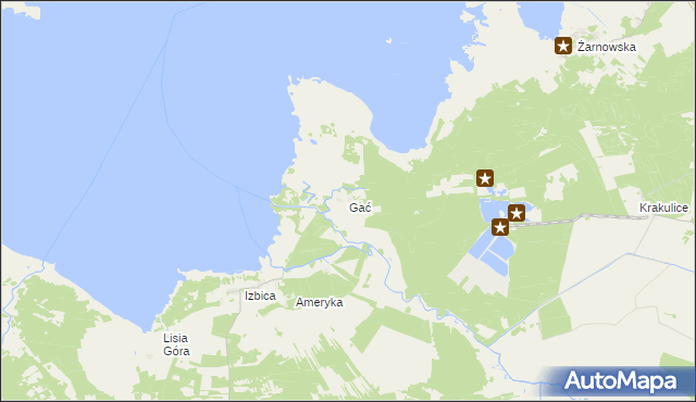 mapa Gać gmina Główczyce, Gać gmina Główczyce na mapie Targeo