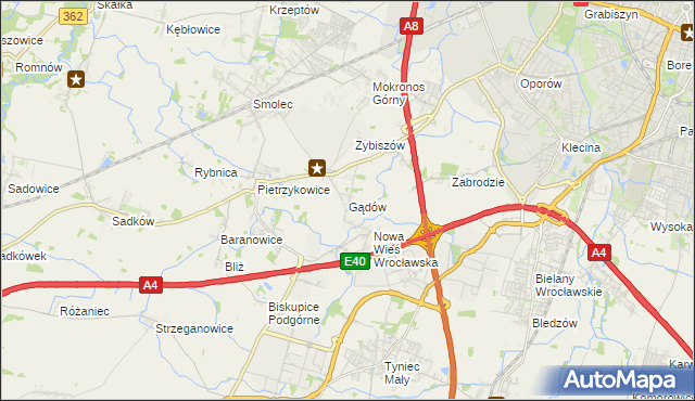 mapa Gądów, Gądów na mapie Targeo