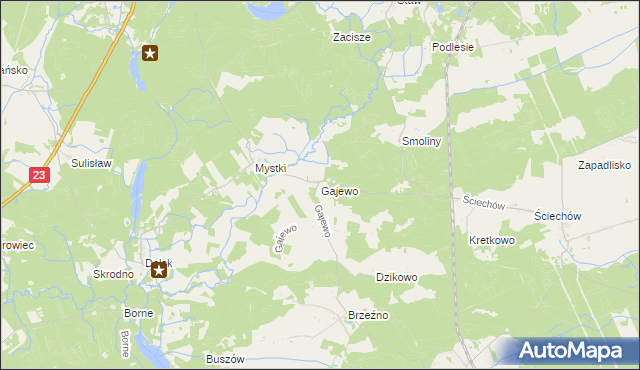 mapa Gajewo gmina Lubiszyn, Gajewo gmina Lubiszyn na mapie Targeo