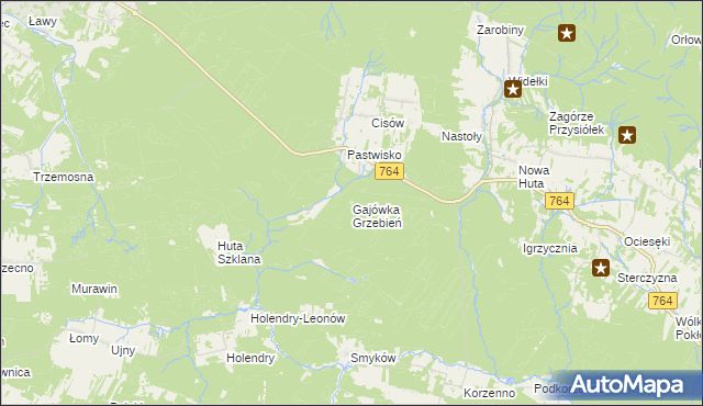 mapa Gajówka Grzebień, Gajówka Grzebień na mapie Targeo