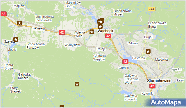 mapa Gajówka Węglów, Gajówka Węglów na mapie Targeo