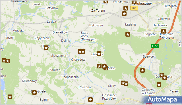 mapa Gałęzice, Gałęzice na mapie Targeo