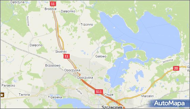 mapa Gałowo gmina Szczecinek, Gałowo gmina Szczecinek na mapie Targeo