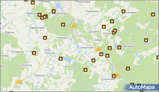 mapa Gaworkowo, Gaworkowo na mapie Targeo