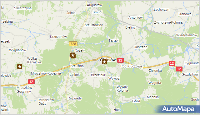 mapa Gielniów, Gielniów na mapie Targeo