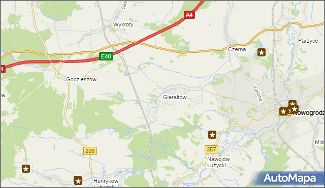 mapa Gierałtów, Gierałtów na mapie Targeo