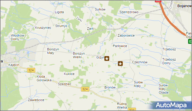 mapa Giżyn gmina Bojanowo, Giżyn gmina Bojanowo na mapie Targeo