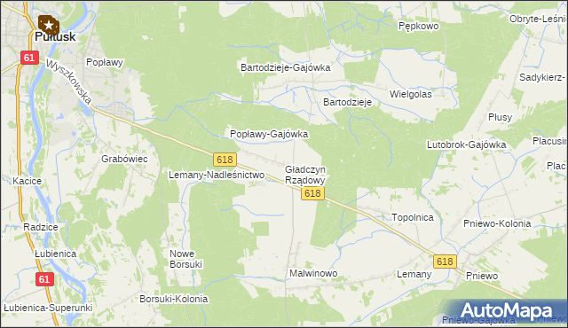 mapa Gładczyn Rządowy, Gładczyn Rządowy na mapie Targeo