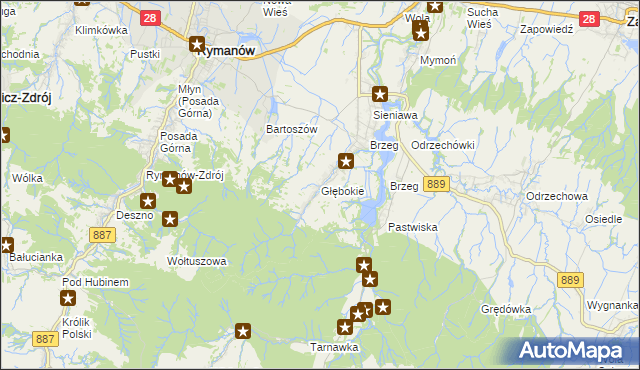 mapa Głębokie gmina Rymanów, Głębokie gmina Rymanów na mapie Targeo