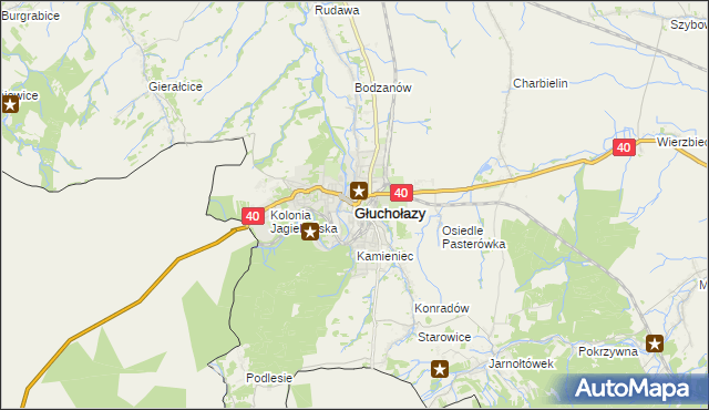 mapa Głuchołazy, Głuchołazy na mapie Targeo