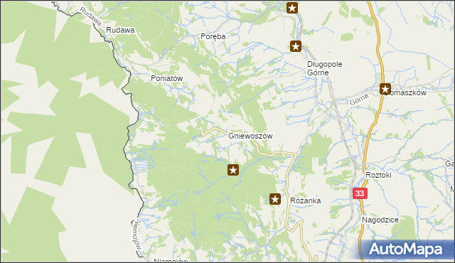 mapa Gniewoszów gmina Międzylesie, Gniewoszów gmina Międzylesie na mapie Targeo