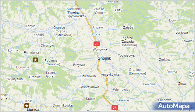 mapa Gnojnik, Gnojnik na mapie Targeo