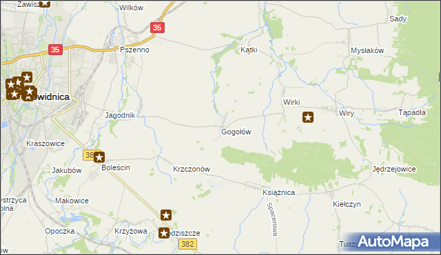 mapa Gogołów gmina Świdnica, Gogołów gmina Świdnica na mapie Targeo