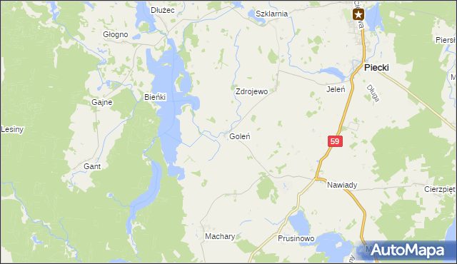 mapa Goleń gmina Piecki, Goleń gmina Piecki na mapie Targeo