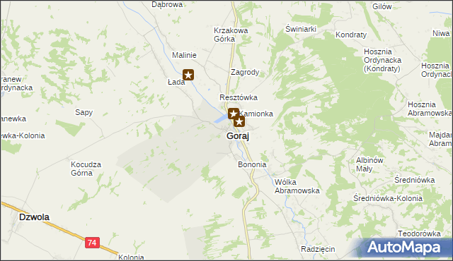 mapa Goraj powiat biłgorajski, Goraj powiat biłgorajski na mapie Targeo