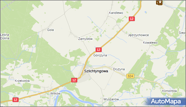 mapa Górczyna gmina Szlichtyngowa, Górczyna gmina Szlichtyngowa na mapie Targeo