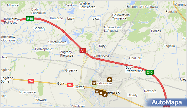 mapa Gorliczyna, Gorliczyna na mapie Targeo