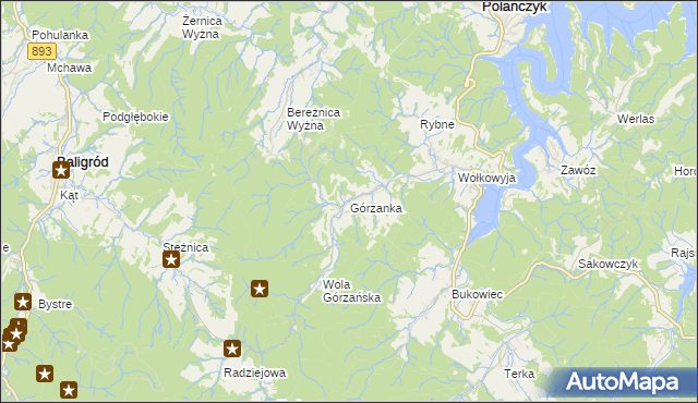 mapa Górzanka, Górzanka na mapie Targeo