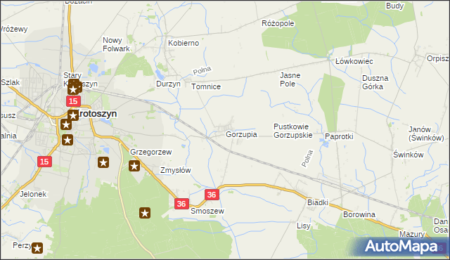 mapa Gorzupia gmina Krotoszyn, Gorzupia gmina Krotoszyn na mapie Targeo