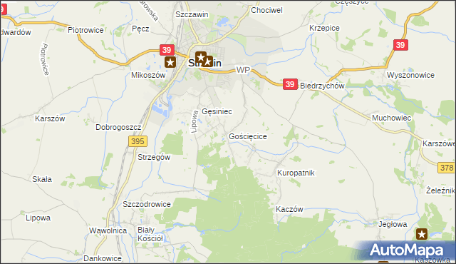 mapa Gościęcice, Gościęcice na mapie Targeo