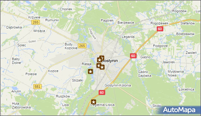 mapa Gostynin, Gostynin na mapie Targeo