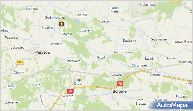 mapa Gózd gmina Borowie, Gózd gmina Borowie na mapie Targeo