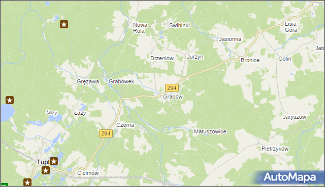 mapa Grabów gmina Tuplice, Grabów gmina Tuplice na mapie Targeo