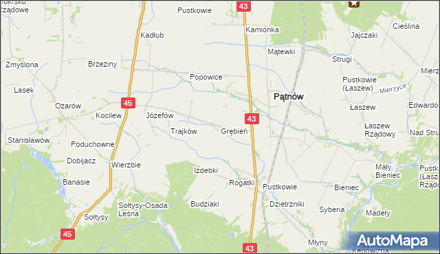 mapa Grębień, Grębień na mapie Targeo