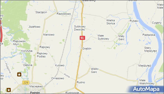 mapa Gręblin, Gręblin na mapie Targeo