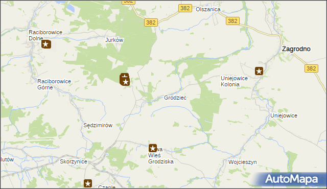 mapa Grodziec gmina Zagrodno, Grodziec gmina Zagrodno na mapie Targeo