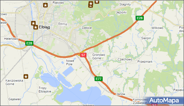 mapa Gronowo Górne, Gronowo Górne na mapie Targeo