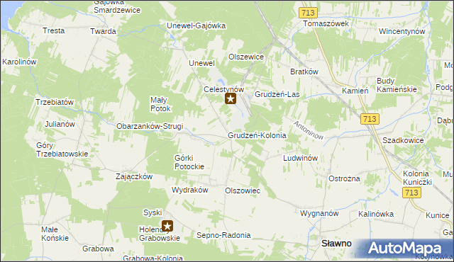 mapa Grudzeń-Kolonia, Grudzeń-Kolonia na mapie Targeo