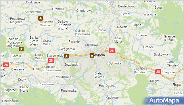 mapa Grybów, Grybów na mapie Targeo