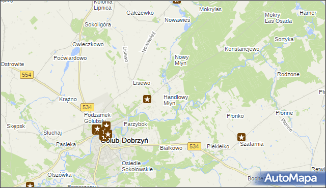 mapa Handlowy Młyn, Handlowy Młyn na mapie Targeo