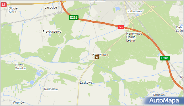 mapa Henrykowo gmina Święciechowa, Henrykowo gmina Święciechowa na mapie Targeo